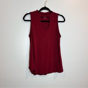Alya Women’s Burgundy Sleeveless Blouse Top Keyhole V-Neck Lightweight Size M